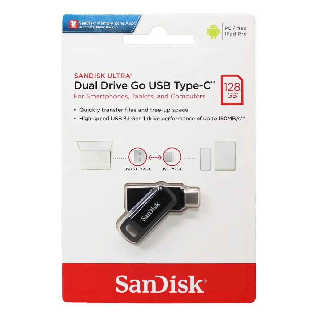 SanDisk 128GB Ultra Dual Drive Go USB Type-C Flash Drive, Black – SDDDC3-0128G-G46